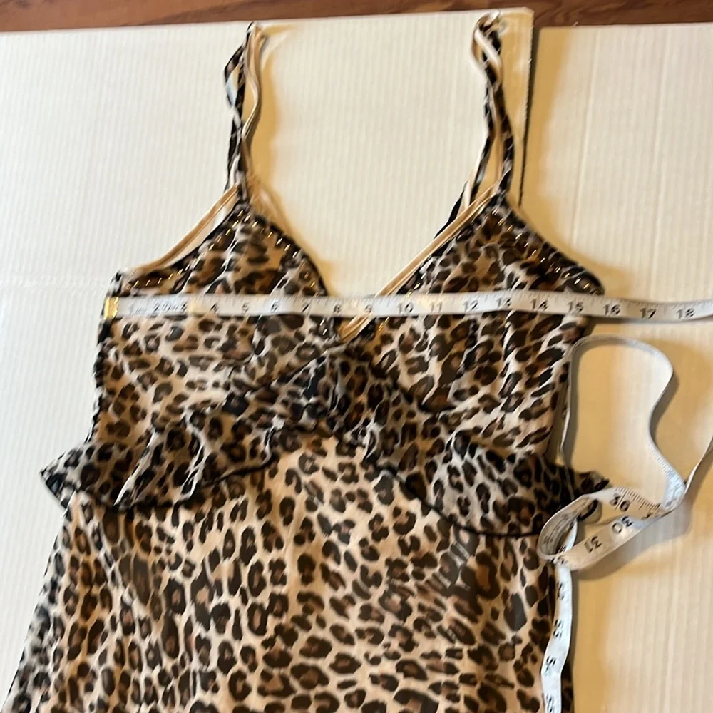 RARE! Y2K-Victoria’s Secret-M-leopard print, chiffon, stud, satin, slip, dress.